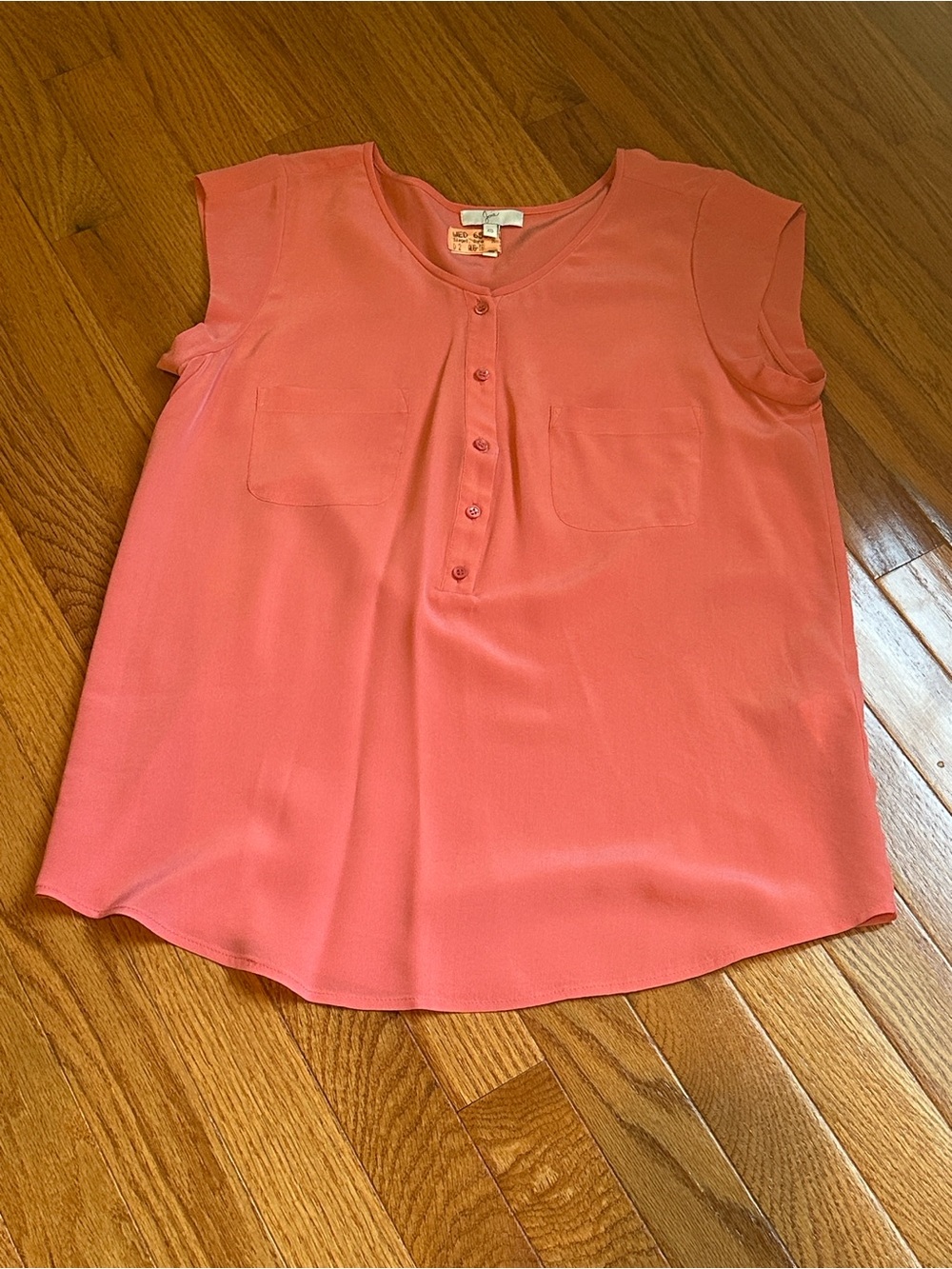 Joie Coral Silk Cap-Sleeve Top
